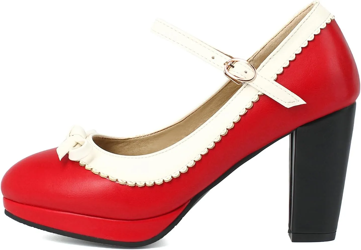 AIMODOR Womens Cute Platform Shoes Mary Jane High Heels Ankle Strap Pumps