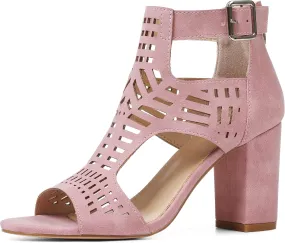AOSPHIRAYLIAN Chunky Heeled Sandals for Womens Bohemian Cutout Open Toe Summer Block Heeled Party Sandals