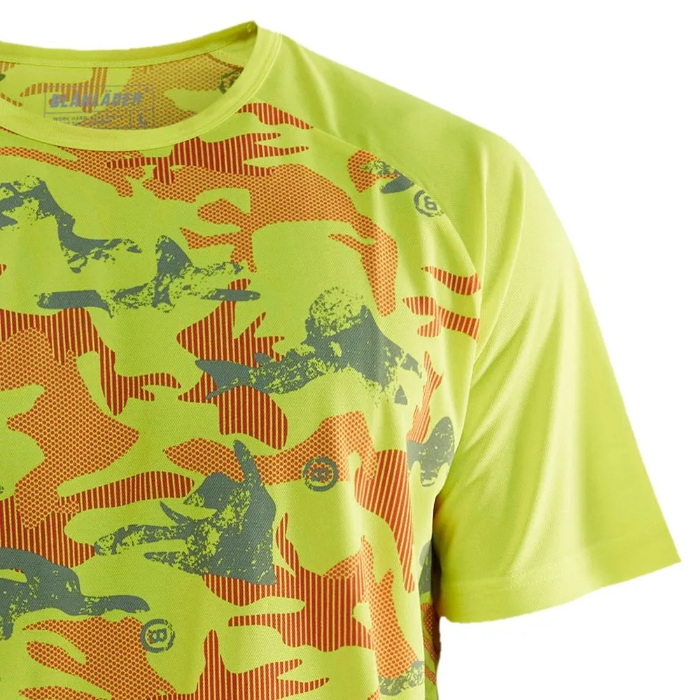 Bl&#xE5;kl&#xE4;der&#x20;3425-1011&#x20;Functional&#x20;UV-Protected&#x20;T-shirt&#x20;Camo&#x20;-&#x20;High&#x20;Vis&#x20;Yellow
