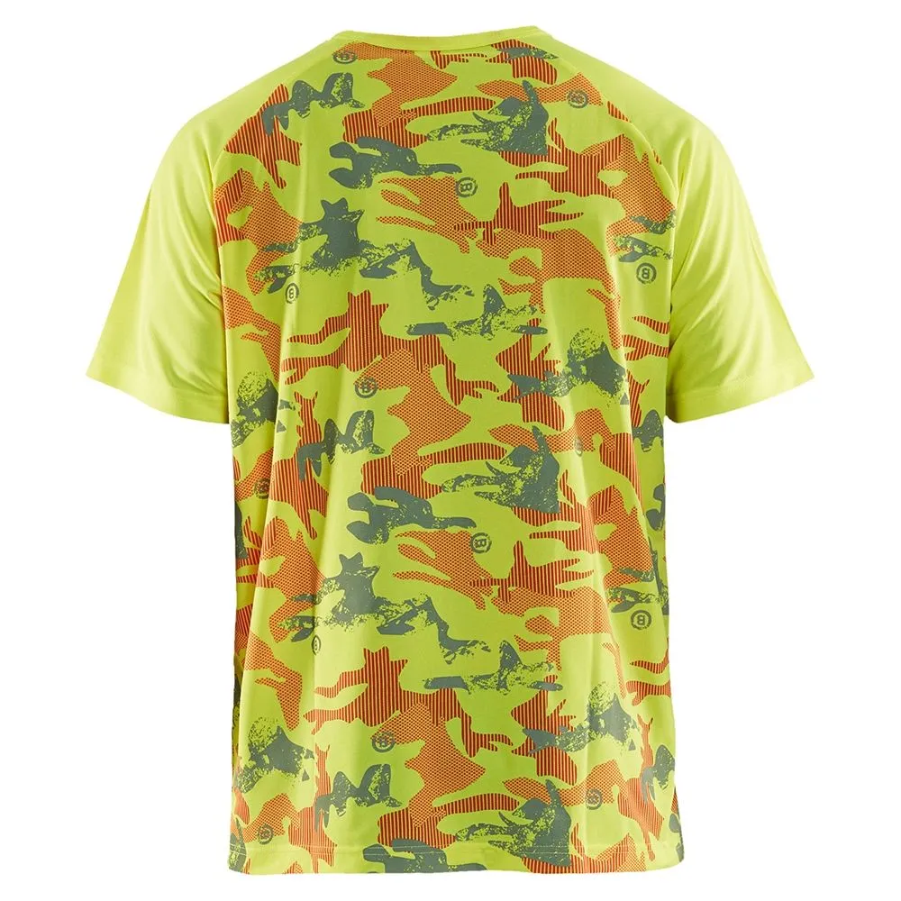 Bl&#xE5;kl&#xE4;der&#x20;3425-1011&#x20;Functional&#x20;UV-Protected&#x20;T-shirt&#x20;Camo&#x20;-&#x20;High&#x20;Vis&#x20;Yellow