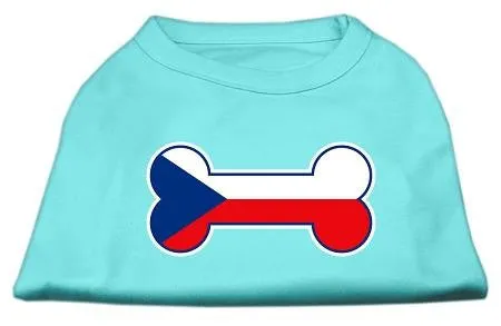 Bone Shaped Czech Republic Flag Screen Print Shirts Aqua S (10)