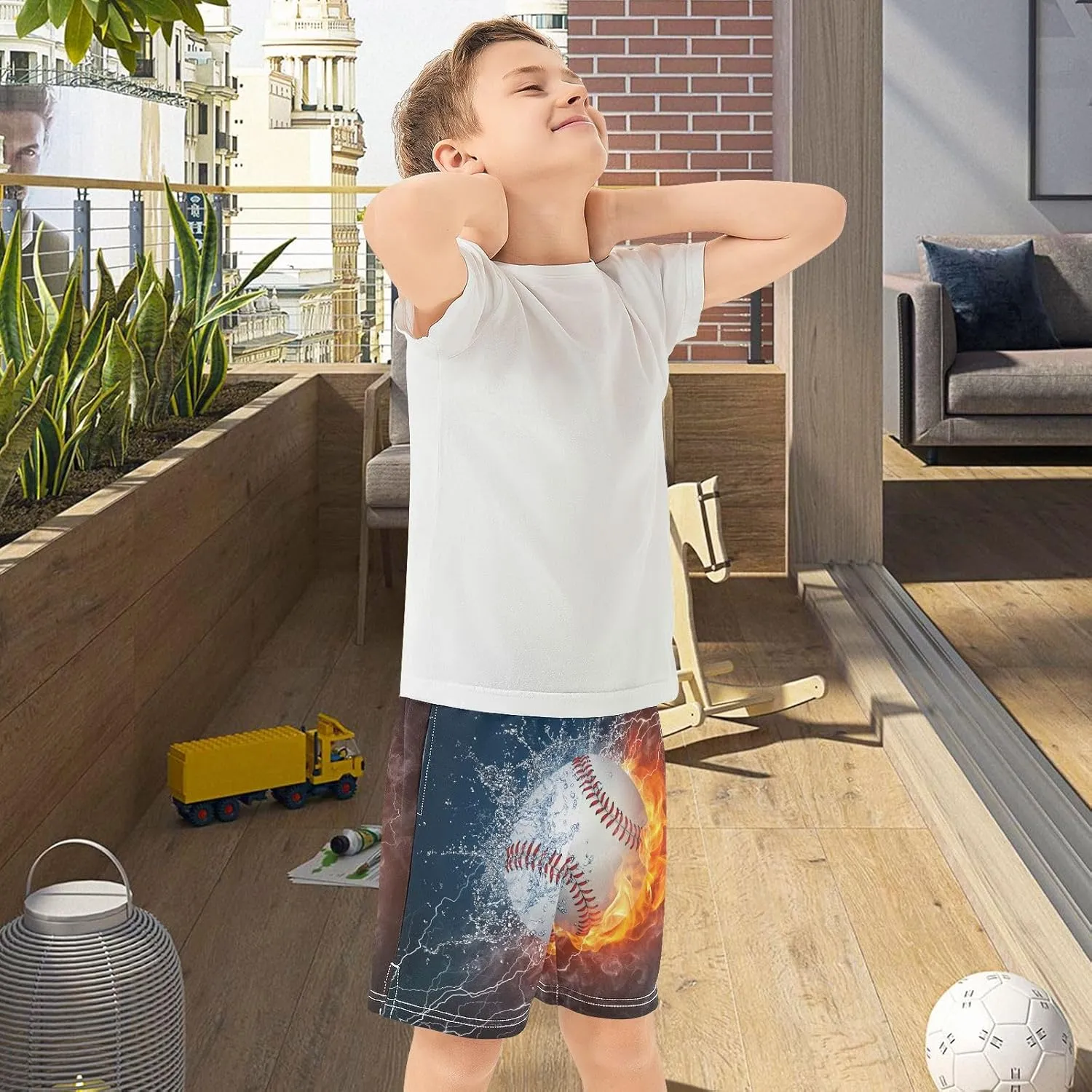 Boys Athletic Shorts Size 7-15 Boys' Casual Shorts with Pockets Elastic Waist Summer Kids Bottom for Sports Homewear