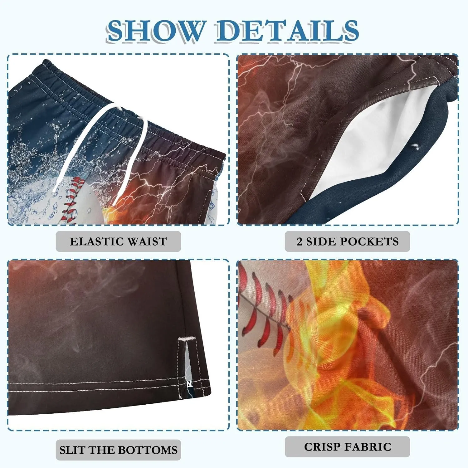 Boys Athletic Shorts Size 7-15 Boys' Casual Shorts with Pockets Elastic Waist Summer Kids Bottom for Sports Homewear