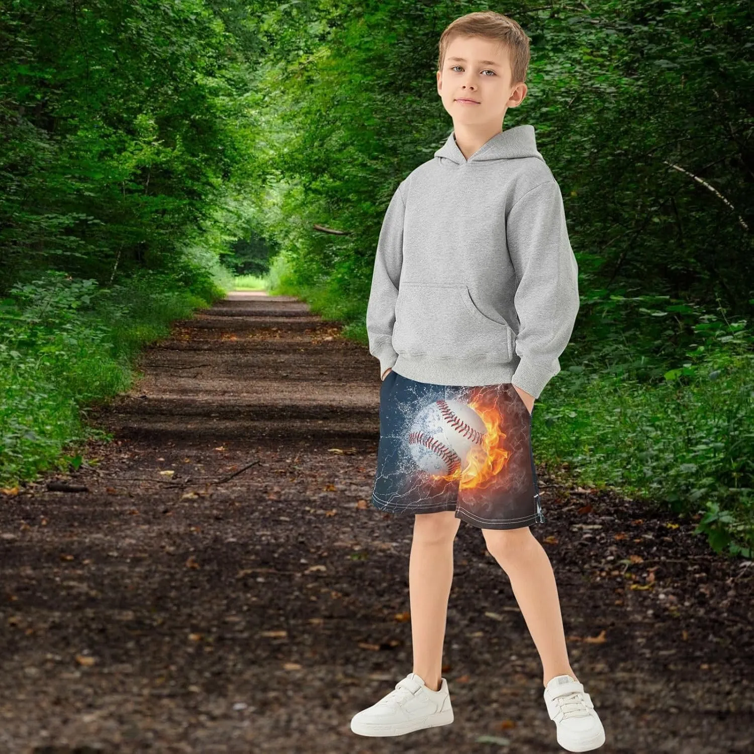 Boys Athletic Shorts Size 7-15 Boys' Casual Shorts with Pockets Elastic Waist Summer Kids Bottom for Sports Homewear