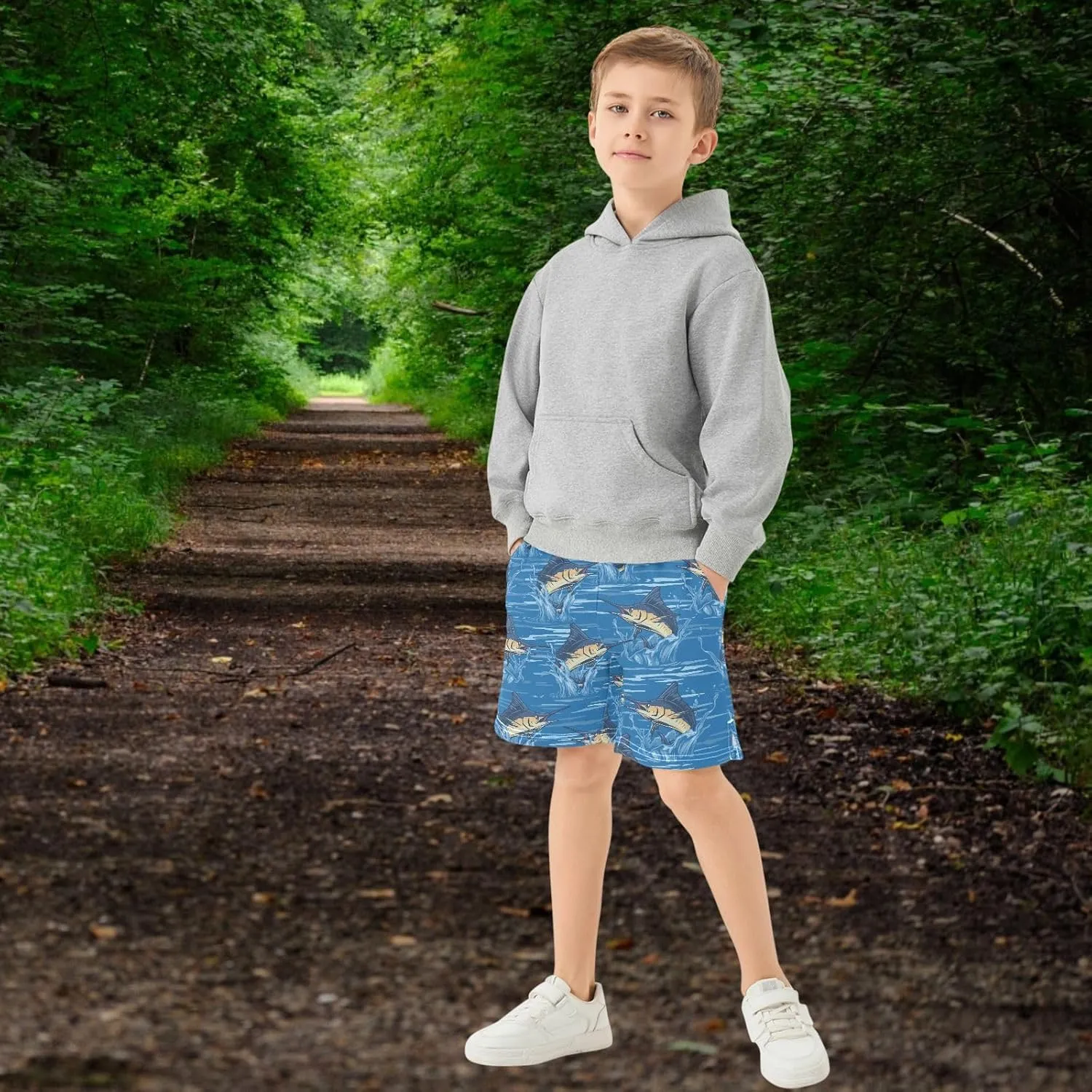 Boys Athletic Shorts Size 7-15 Boys' Casual Shorts with Pockets Elastic Waist Summer Kids Bottom for Sports Homewear