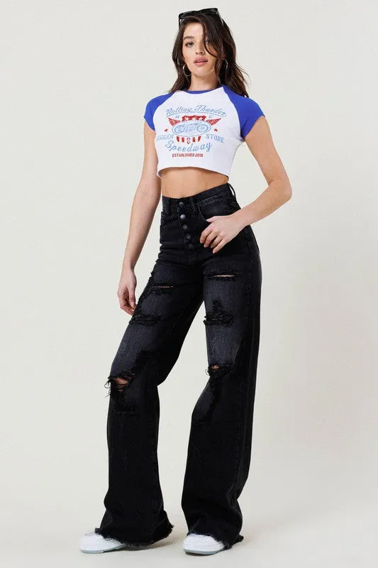 Distressed Wide Leg