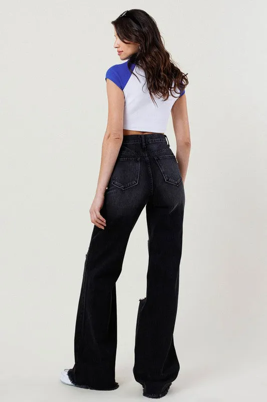 Distressed Wide Leg