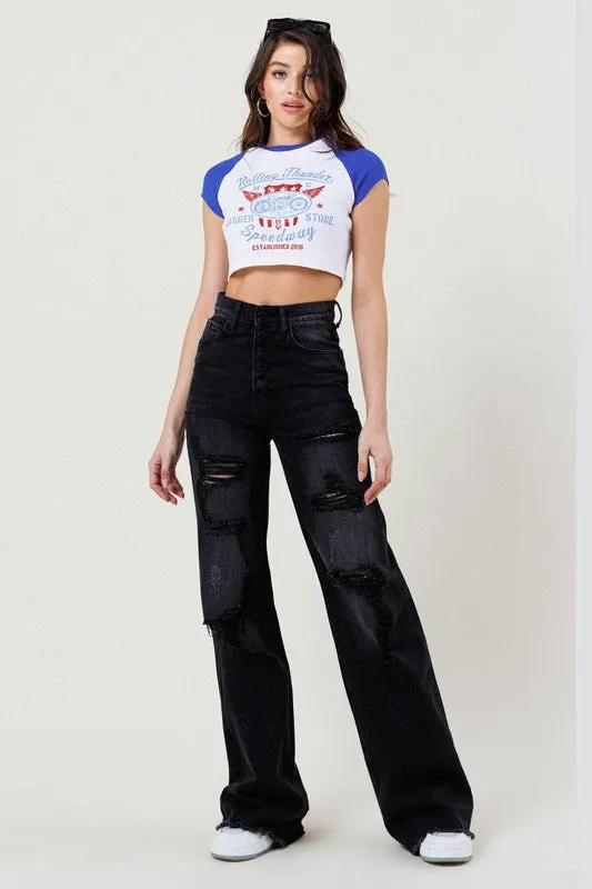 Distressed Wide Leg