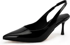 DREAMCIA Women's Pumps Slingback Heels Pointed Toe Sling Back Kitten Heels Women Metallic Slingback Pumps Bride Dresses Wedding Shoes