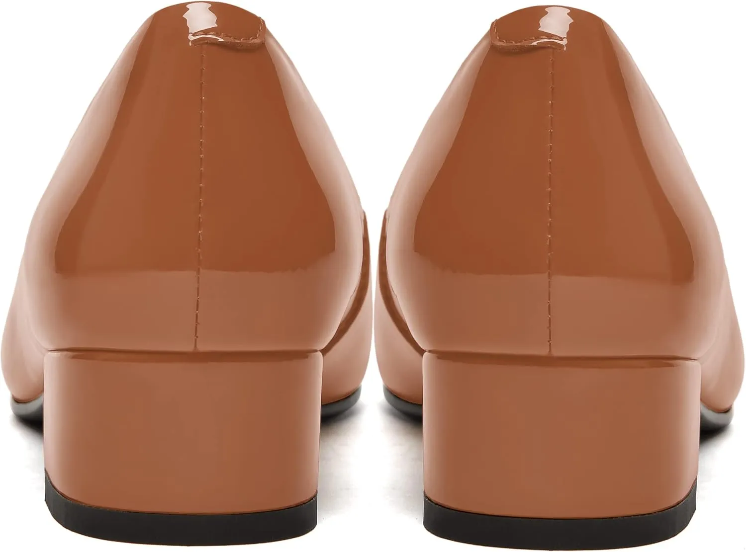 FEMSTEP Women's Low Heels Pointed Toe Casual Patent Leather Slip On Chunky Pumps Shoes 1.5 Inch
