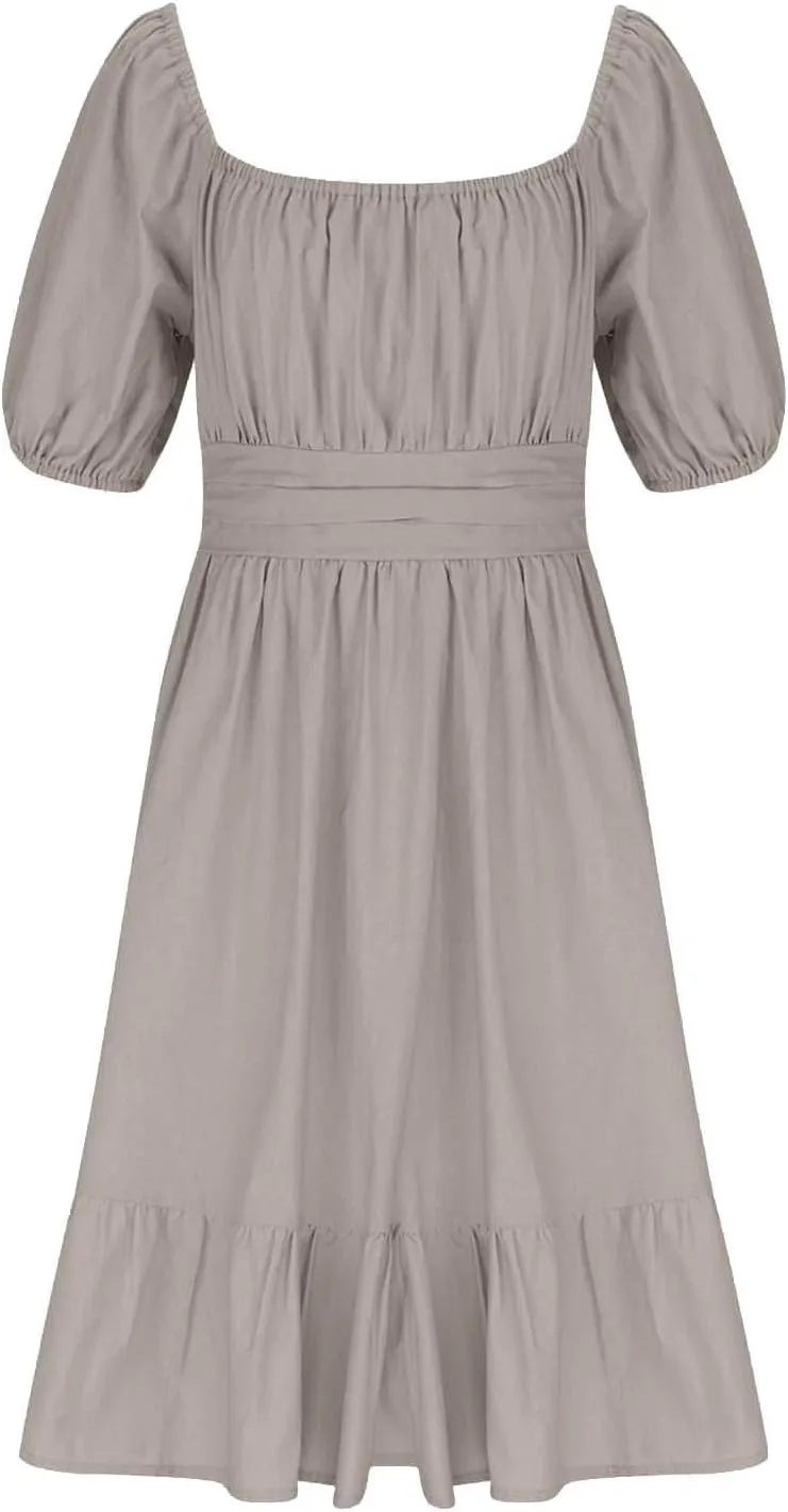 Girls Summer Dresses Girls Square Neck Lantern Sleeve Tie Backless Ruffle A-Line Party Mini Dress