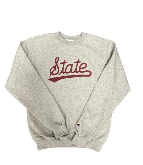Gray Champion State Script Unisex Crewneck Sweatshirt - Mississippi State University