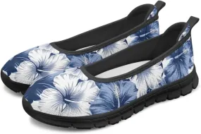 Howilath Flower Print Women Mesh Flats Shoes Athletic Shoes Breathable Loafers Shoes Slip-on Walking Sneakers