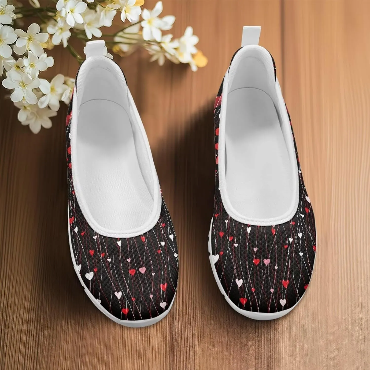 Howilath Valentine's Flat Shoes for Women Casual Loafers Shoes Walking Running Sneakers Mesh Athletic Shoes