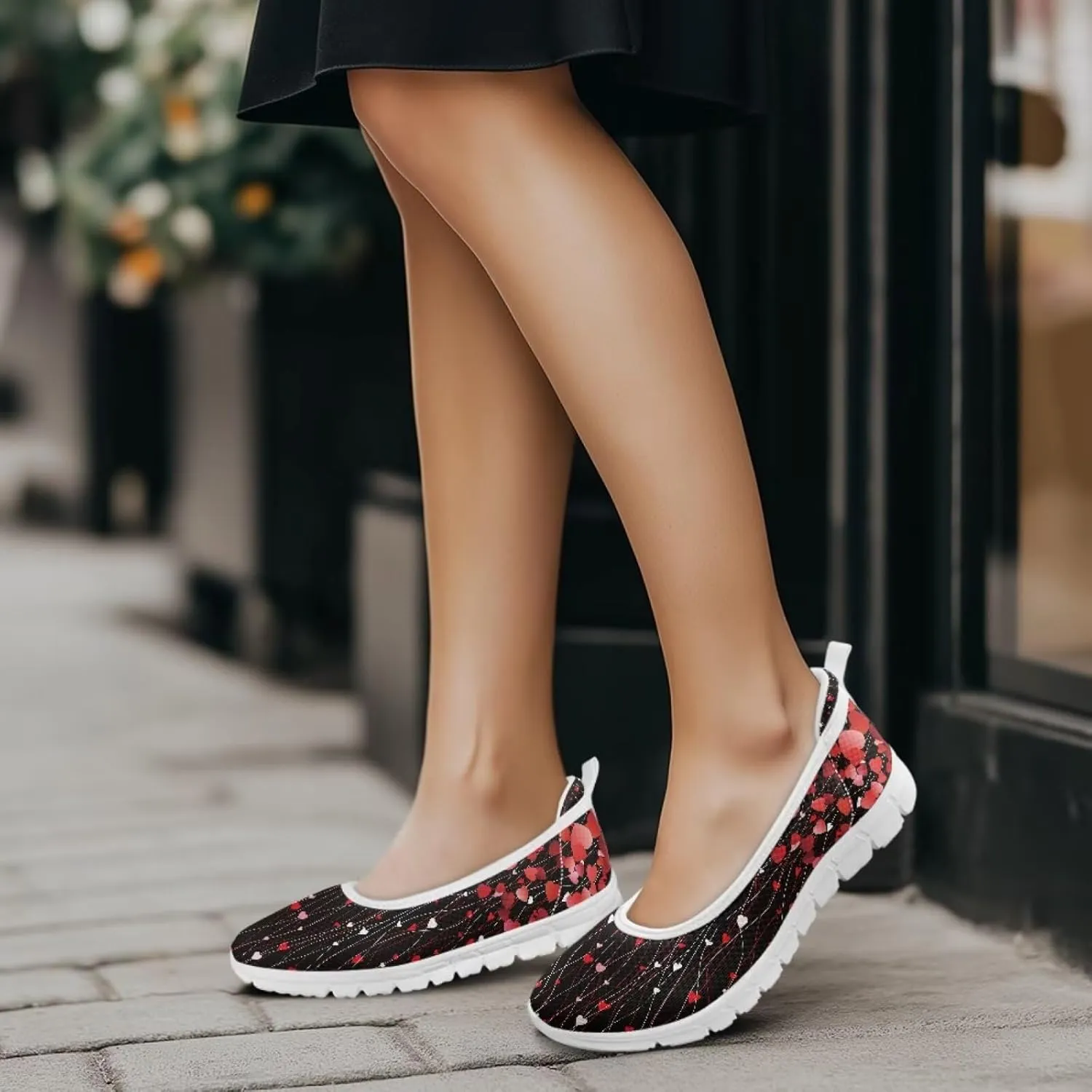 Howilath Valentine's Flat Shoes for Women Casual Loafers Shoes Walking Running Sneakers Mesh Athletic Shoes