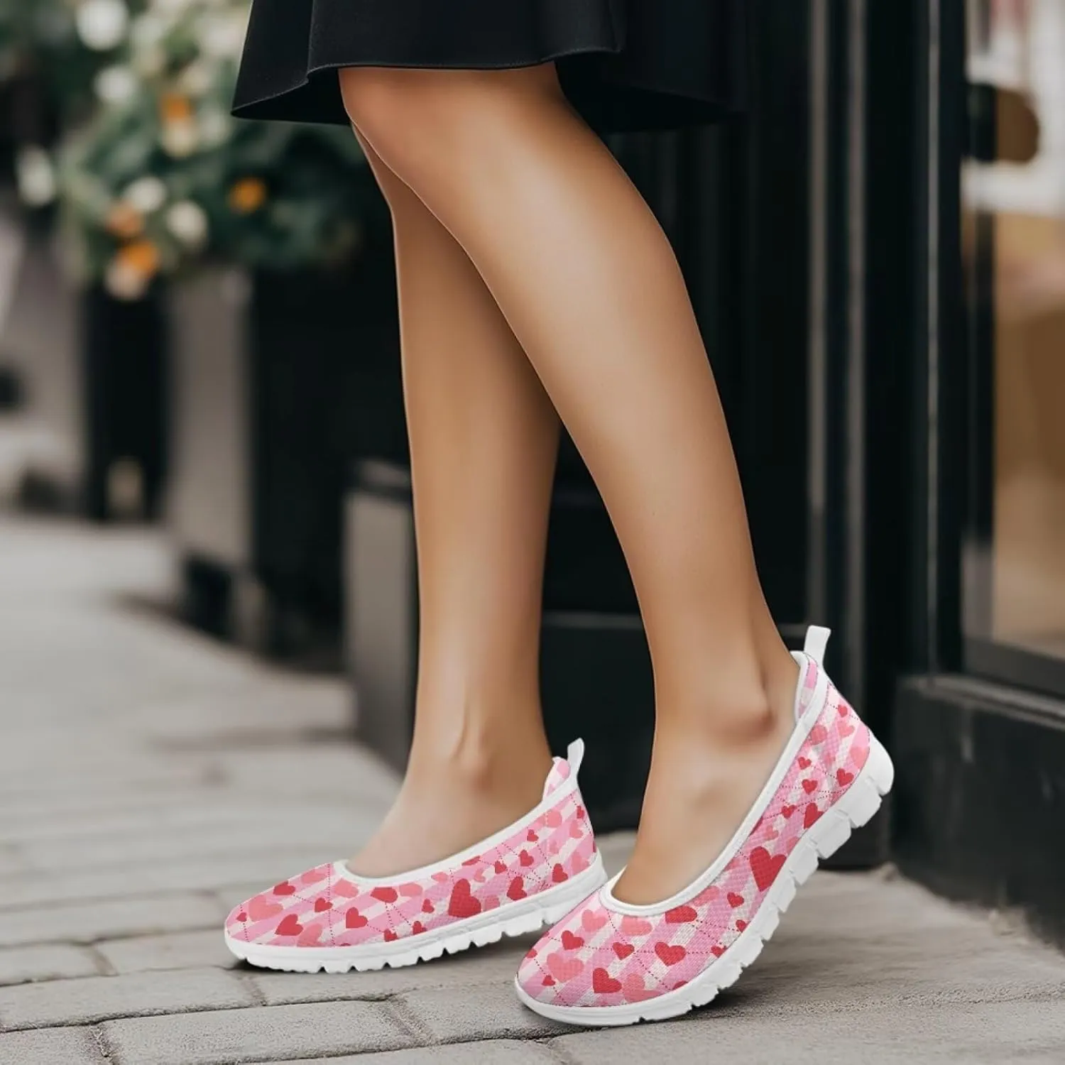 Howilath Valentine's Flat Shoes for Women Casual Loafers Shoes Walking Running Sneakers Mesh Athletic Shoes
