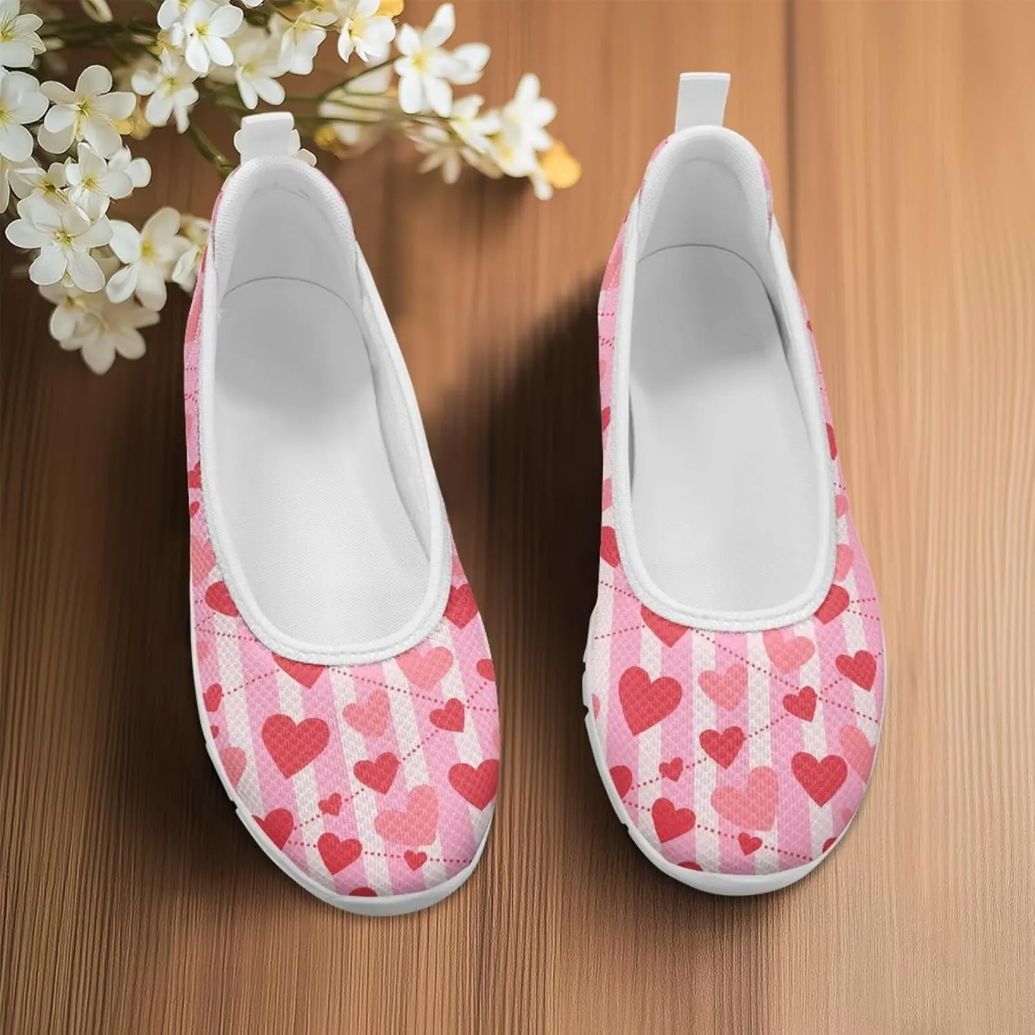 Howilath Valentine's Flat Shoes for Women Casual Loafers Shoes Walking Running Sneakers Mesh Athletic Shoes