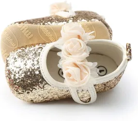 KIDSUN Infant Baby Girls Mary Jane Shoes Non-Slip Rubber Sole Ballet Slippers Princess Dress Wedding Shoes Newborn Crib Shoes First Walkers Shoes
