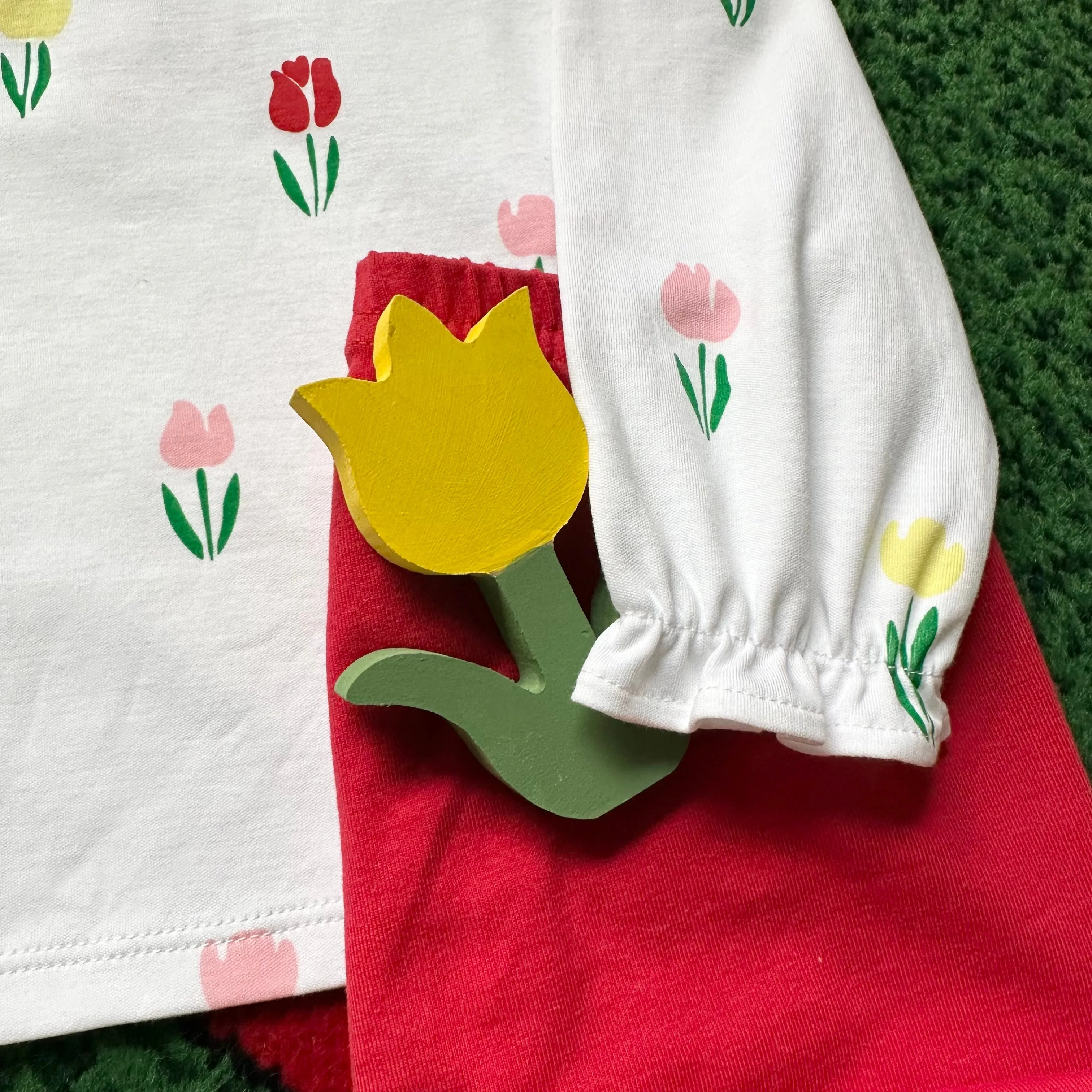 Long Sleeve Maude's Peter Pan Collar Shirt & Onesie - Travilah Tulip