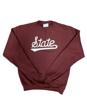 Maroon Champion State Script Unisex Crewneck Sweatshirt - Mississippi State University
