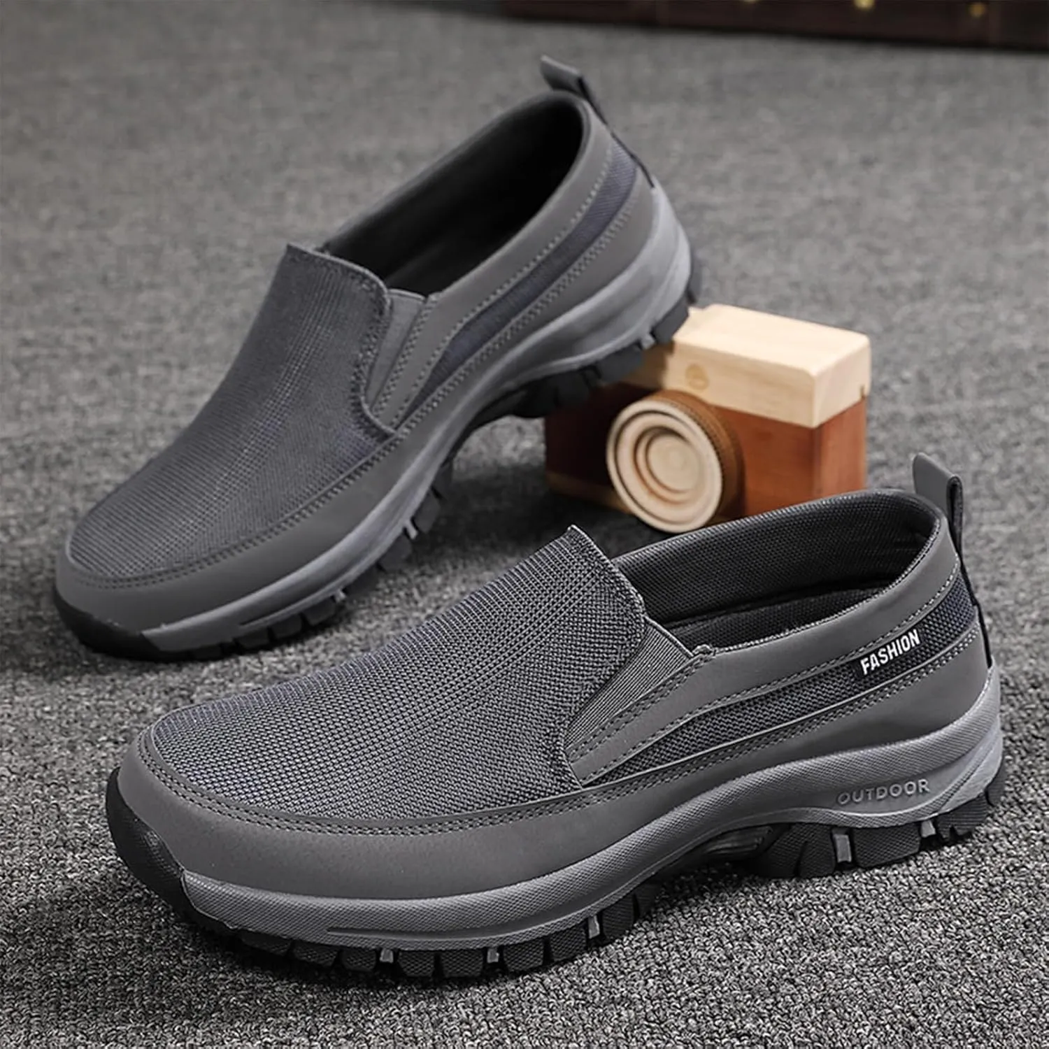 Men's Platform Canvas Slip-On Loafer Casual Shoes, Comfy Lightweight Non-Slip Orthopedic Sneakers with Arch Support Working Traveling Breathable Driving Walking Shoes
