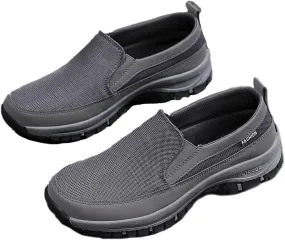 Men's Platform Canvas Slip-On Loafer Casual Shoes, Comfy Lightweight Non-Slip Orthopedic Sneakers with Arch Support Working Traveling Breathable Driving Walking Shoes