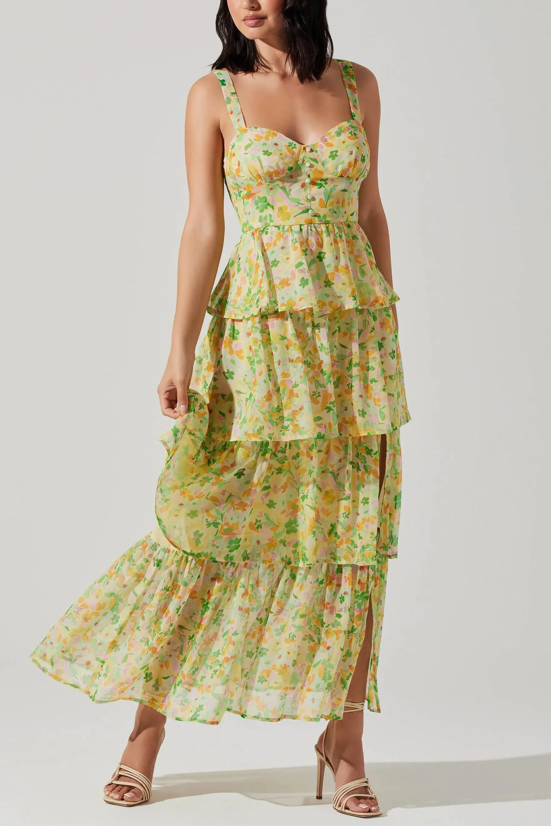 Midsummer Floral Tiered Maxi Dress in Bright Floral