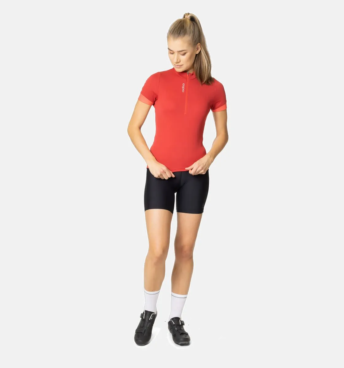 Odlo Women&#x27;s T-shirt S/U Collar S/S 1/2 Zip Essential American Beauty/Cayenne | Buy Odlo Women&#x27;s T-shirt S/U Collar S/S 1/2 Zip Essential American Beauty/Cayenne here | Outnorth