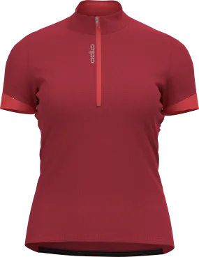 Odlo Women&#x27;s T-shirt S/U Collar S/S 1/2 Zip Essential American Beauty/Cayenne | Buy Odlo Women&#x27;s T-shirt S/U Collar S/S 1/2 Zip Essential American Beauty/Cayenne here | Outnorth