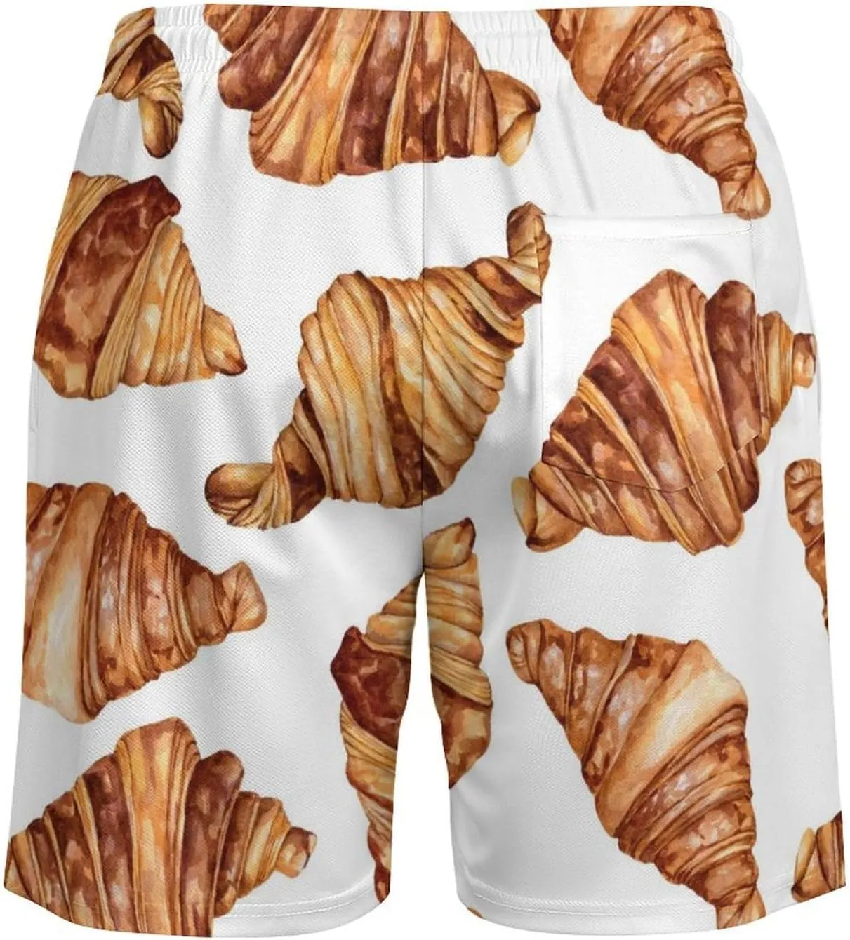 Pink Bow Croissants Beach Shorts for Men Swim Trunks with Compression Liner Quick Dry 4 Pockets