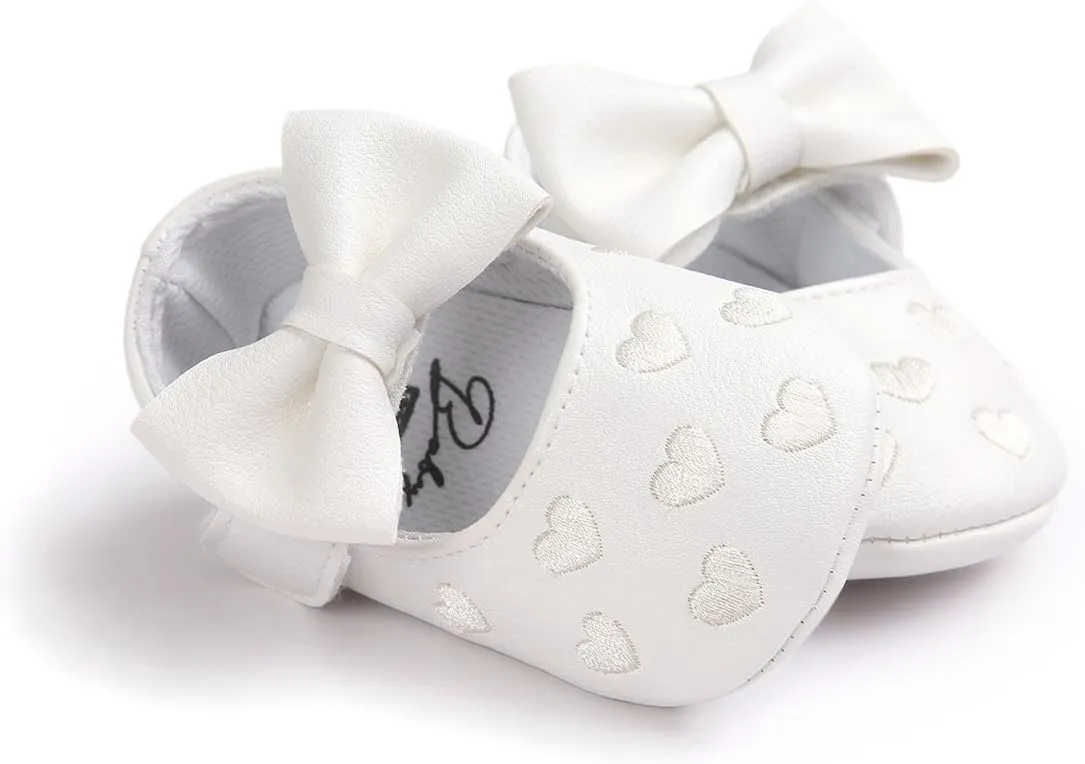 RVROVIC Baby Girls Shoes Soft Sole Mary Jane Flats Princess Dresses Shoes PU Cute Bow Prewalker