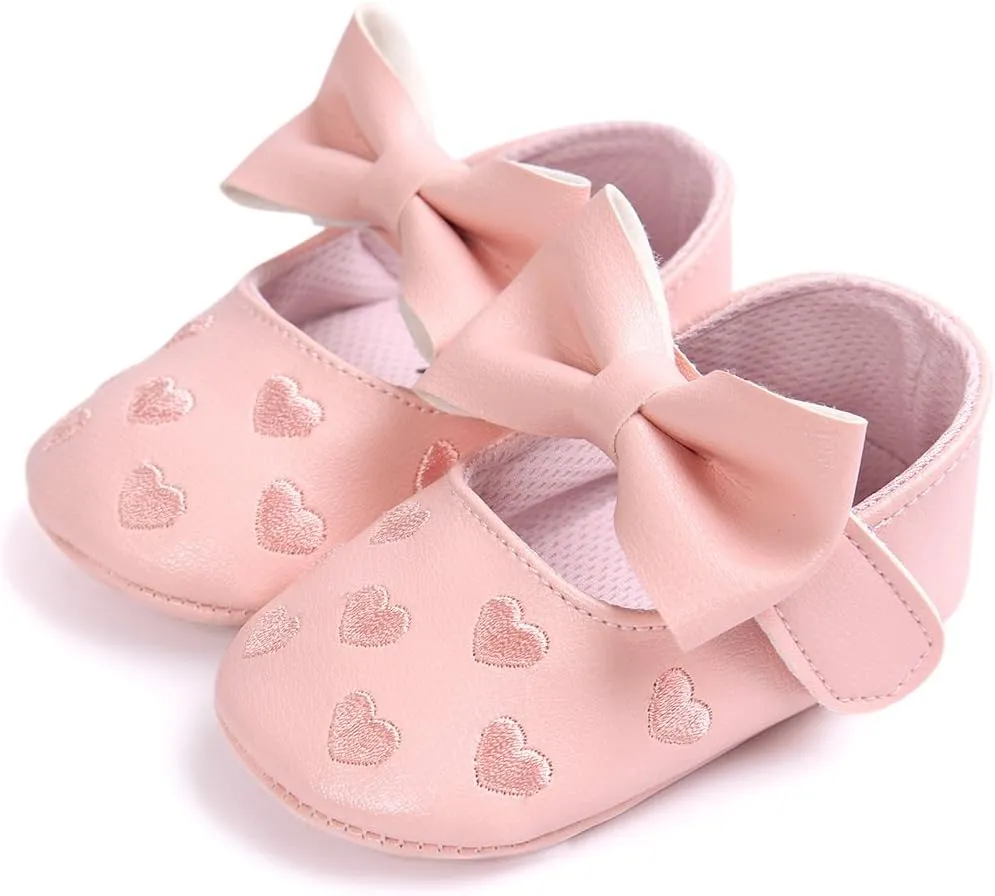 RVROVIC Baby Girls Shoes Soft Sole Mary Jane Flats Princess Dresses Shoes PU Cute Bow Prewalker