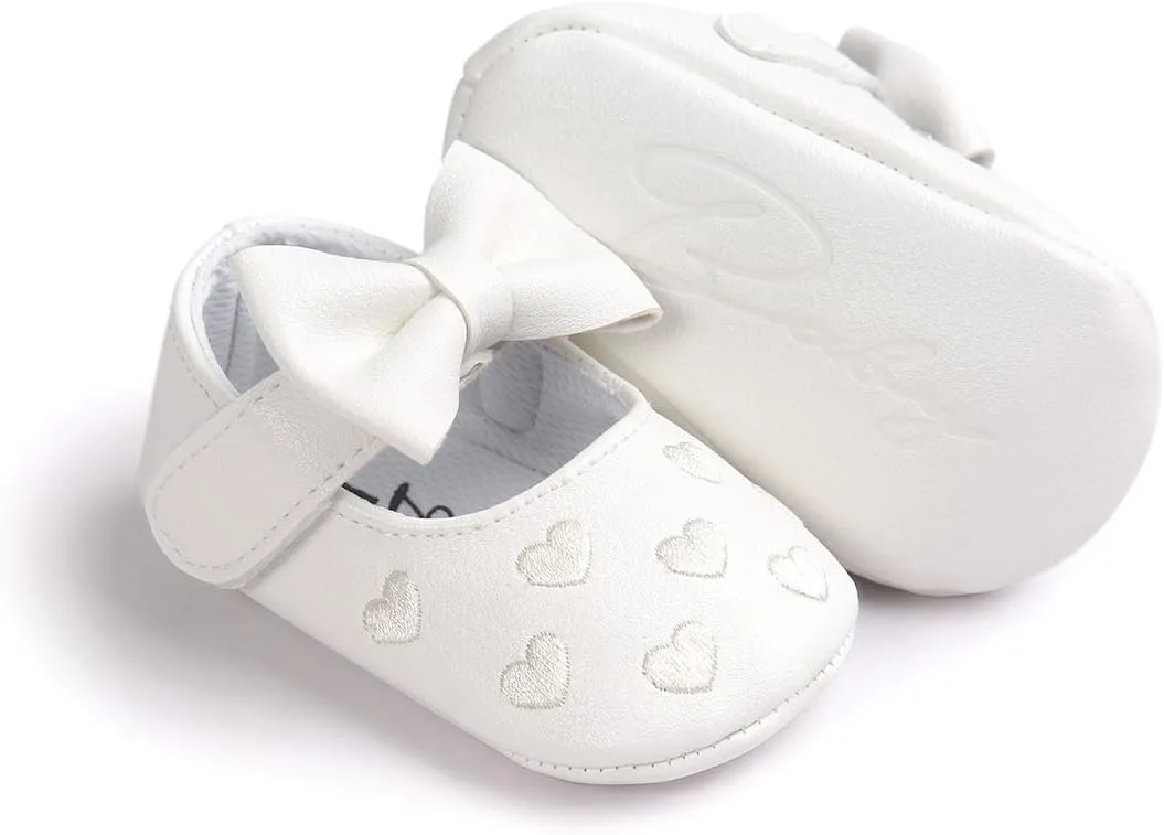 RVROVIC Baby Girls Shoes Soft Sole Mary Jane Flats Princess Dresses Shoes PU Cute Bow Prewalker