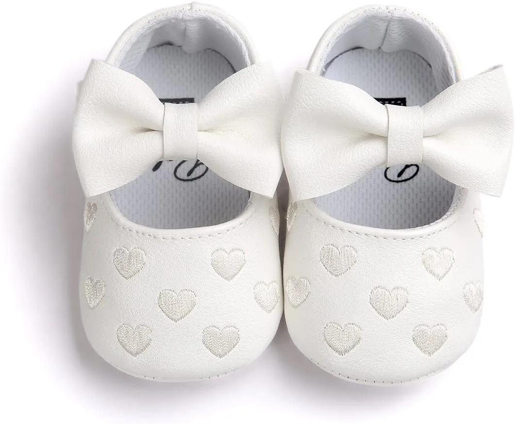 RVROVIC Baby Girls Shoes Soft Sole Mary Jane Flats Princess Dresses Shoes PU Cute Bow Prewalker