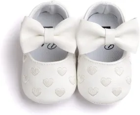 RVROVIC Baby Girls Shoes Soft Sole Mary Jane Flats Princess Dresses Shoes PU Cute Bow Prewalker