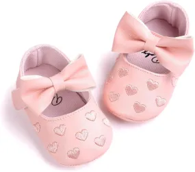 RVROVIC Baby Girls Shoes Soft Sole Mary Jane Flats Princess Dresses Shoes PU Cute Bow Prewalker
