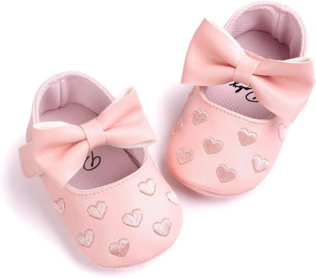 RVROVIC Baby Girls Shoes Soft Sole Mary Jane Flats Princess Dresses Shoes PU Cute Bow Prewalker
