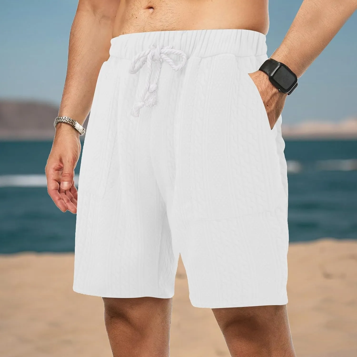 Shorts for Men Drawstring Quick Dry Running Big and Tall Sports Short Pants Outdoor Casual Trousers with Pockets