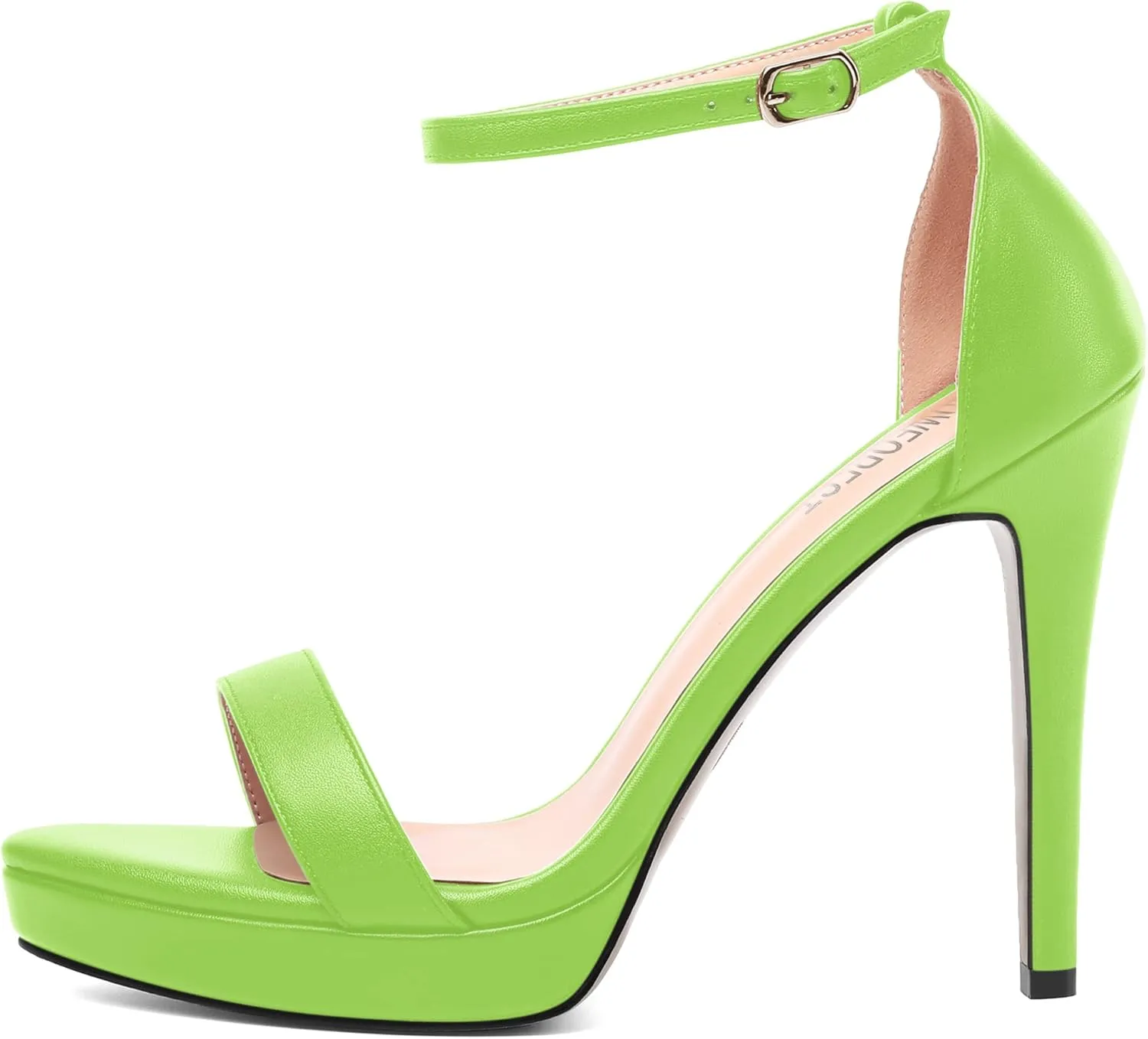 SHOWFOREST Womens Round Toe Dress Ankle Strap Open Toe Wedding Buckle Solid Matte Stiletto High Heel Platforms Sandals 4.7 Inch
