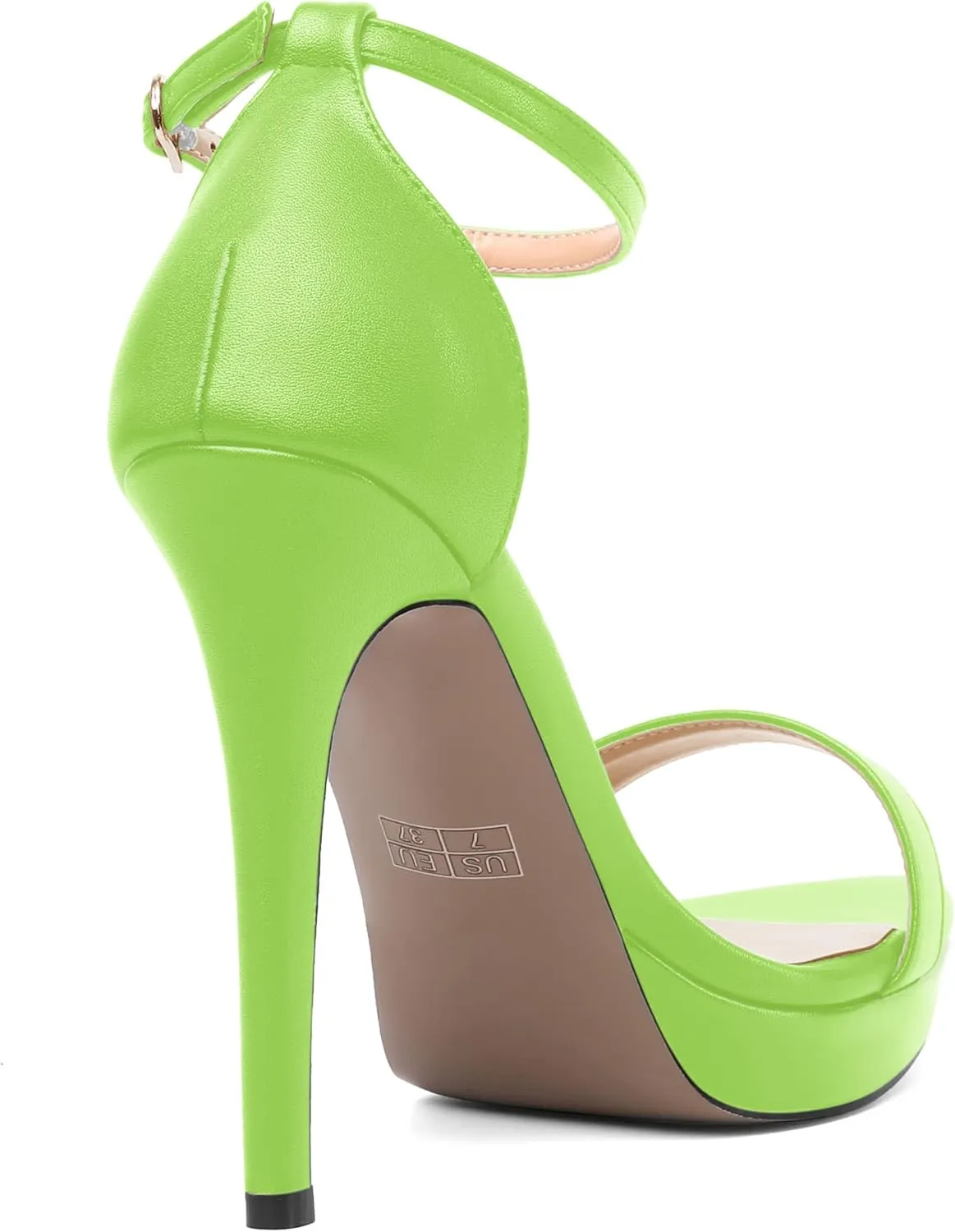 SHOWFOREST Womens Round Toe Dress Ankle Strap Open Toe Wedding Buckle Solid Matte Stiletto High Heel Platforms Sandals 4.7 Inch