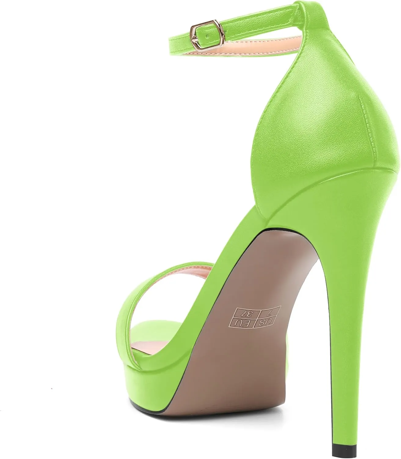 SHOWFOREST Womens Round Toe Dress Ankle Strap Open Toe Wedding Buckle Solid Matte Stiletto High Heel Platforms Sandals 4.7 Inch