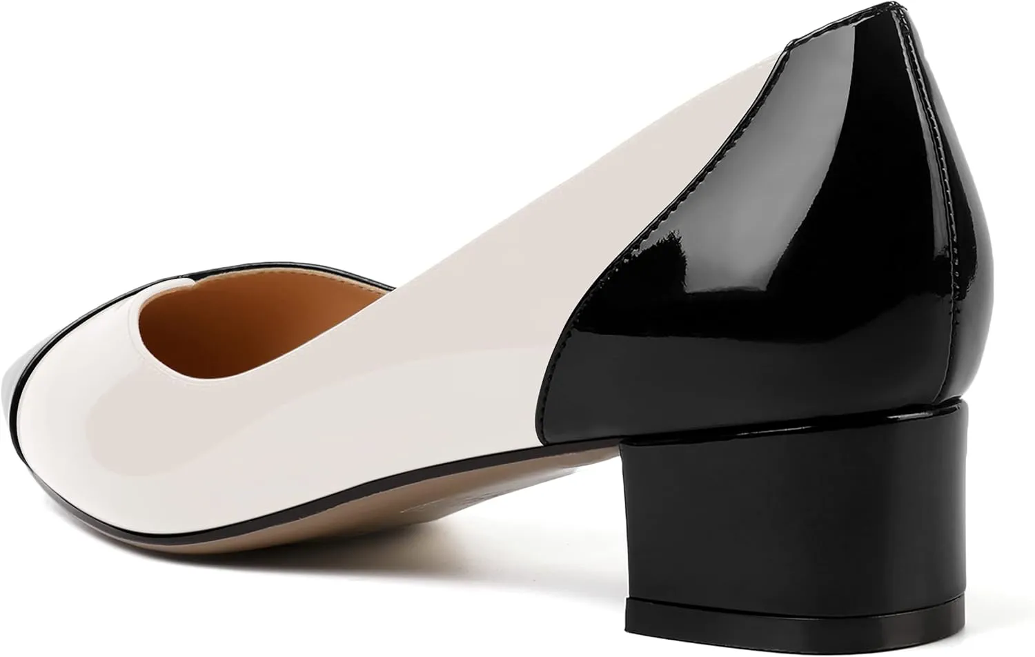 SHOWFOREST Women's Slim Solid Outdoor Dress Slip On Pointed Toe Patent Block Low Heel Pumps Shoes 1.5 Inch