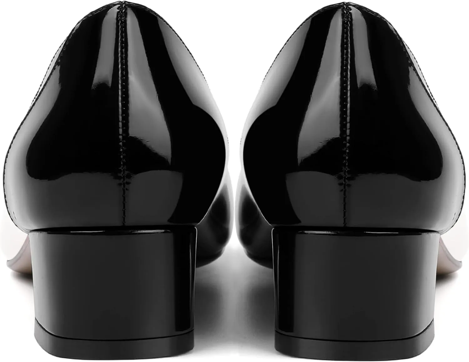 SHOWFOREST Women's Slim Solid Outdoor Dress Slip On Pointed Toe Patent Block Low Heel Pumps Shoes 1.5 Inch