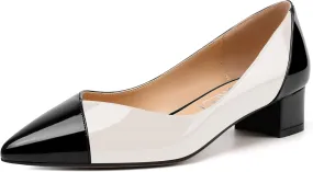 SHOWFOREST Women's Slim Solid Outdoor Dress Slip On Pointed Toe Patent Block Low Heel Pumps Shoes 1.5 Inch