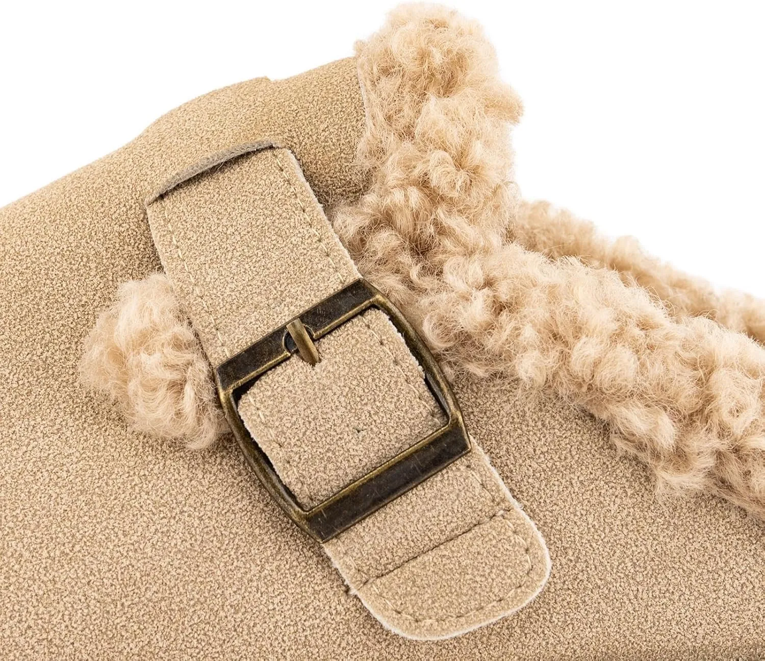 SIFINELAR Platform Slippers for Women Mini Ankle Booties Warm Fuzzy Slippers Brown Suede Boots with Platform Cozy Slides Lightweight Boots with Comfort for Jeans/Dress