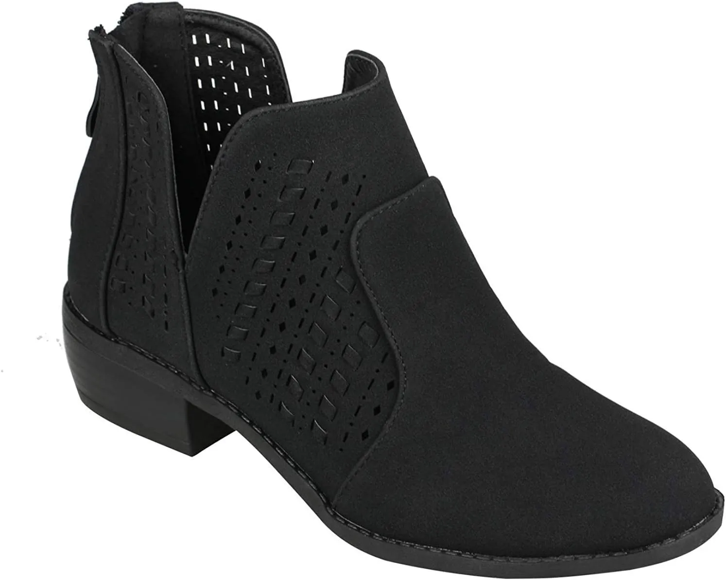 Women's Faux Suede Chelsea Slip On Low Heel Ankle Boot TD03