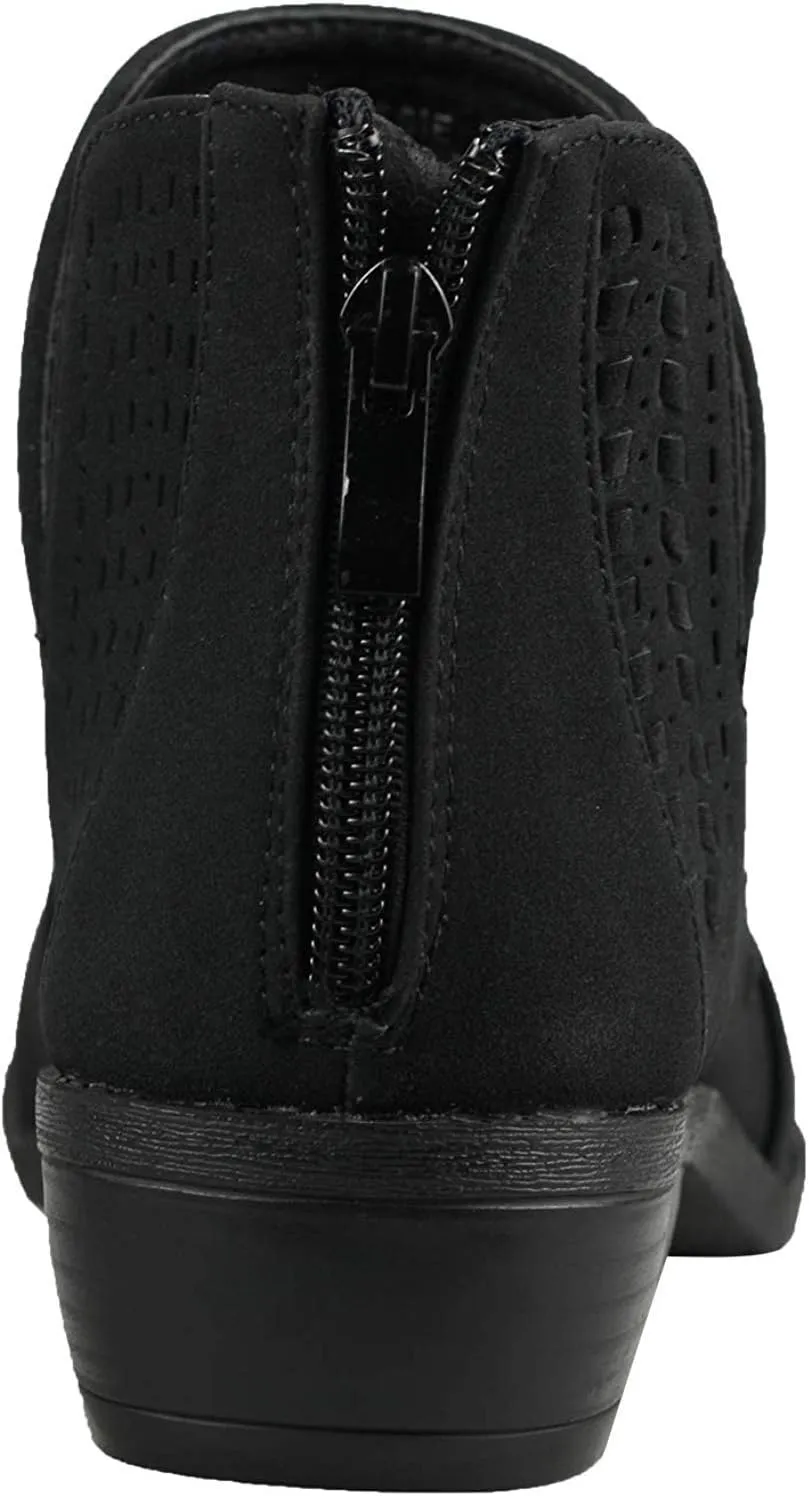 Women's Faux Suede Chelsea Slip On Low Heel Ankle Boot TD03