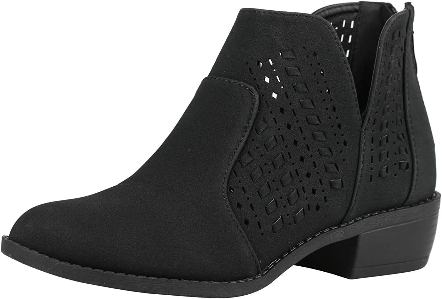Women's Faux Suede Chelsea Slip On Low Heel Ankle Boot TD03