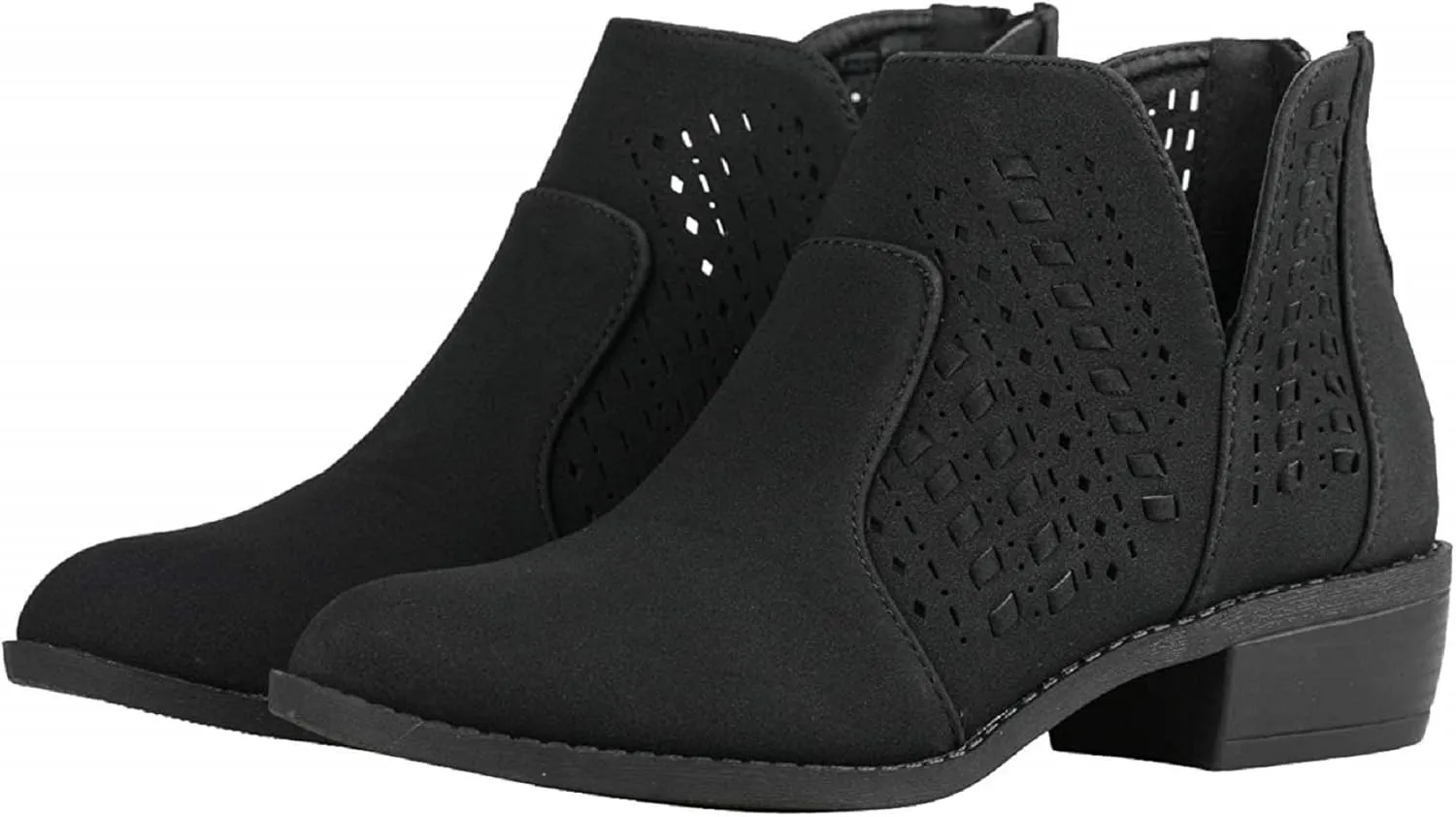 Women's Faux Suede Chelsea Slip On Low Heel Ankle Boot TD03