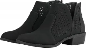 Women's Faux Suede Chelsea Slip On Low Heel Ankle Boot TD03